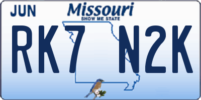 MO license plate RK7N2K