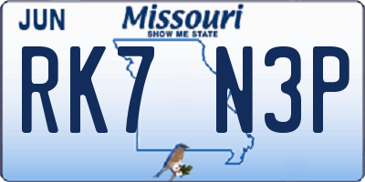MO license plate RK7N3P