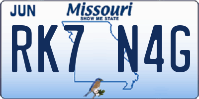 MO license plate RK7N4G