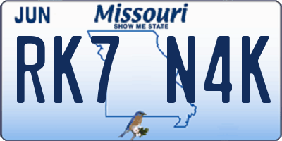 MO license plate RK7N4K