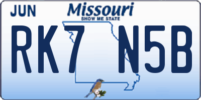 MO license plate RK7N5B