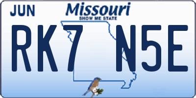 MO license plate RK7N5E