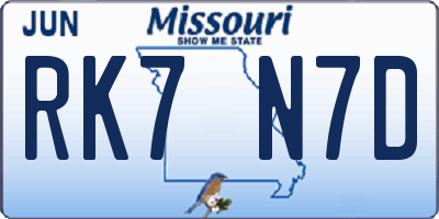 MO license plate RK7N7D
