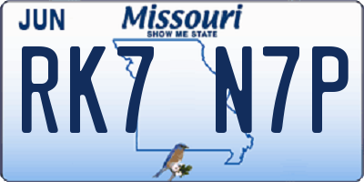 MO license plate RK7N7P