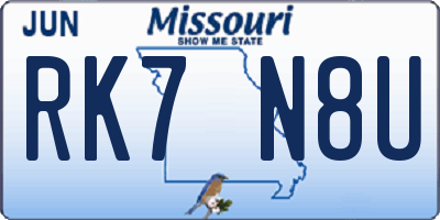 MO license plate RK7N8U