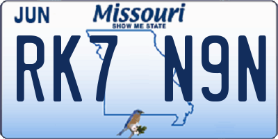 MO license plate RK7N9N