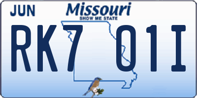 MO license plate RK7O1I