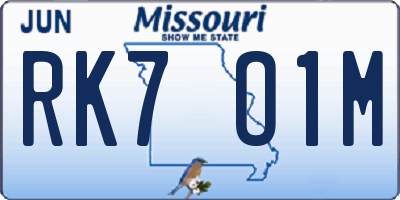 MO license plate RK7O1M