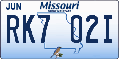 MO license plate RK7O2I