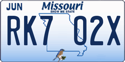 MO license plate RK7O2X