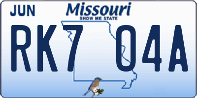 MO license plate RK7O4A