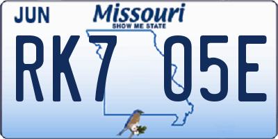 MO license plate RK7O5E