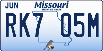 MO license plate RK7O5M