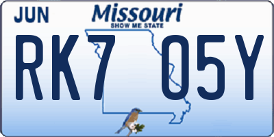 MO license plate RK7O5Y