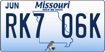 MO license plate RK7O6K