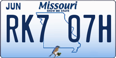MO license plate RK7O7H