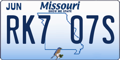 MO license plate RK7O7S