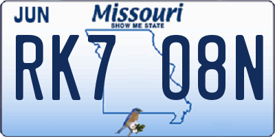 MO license plate RK7O8N