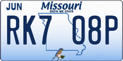 MO license plate RK7O8P