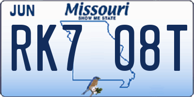 MO license plate RK7O8T