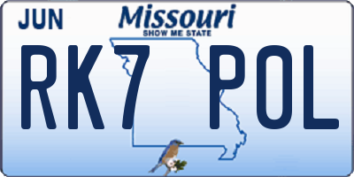 MO license plate RK7P0L