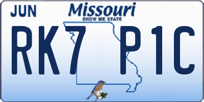 MO license plate RK7P1C