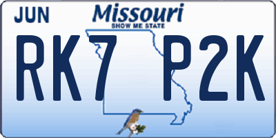 MO license plate RK7P2K