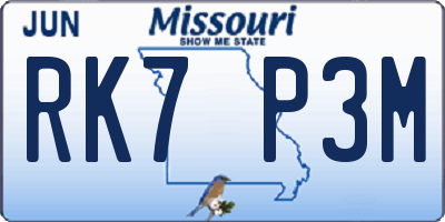 MO license plate RK7P3M
