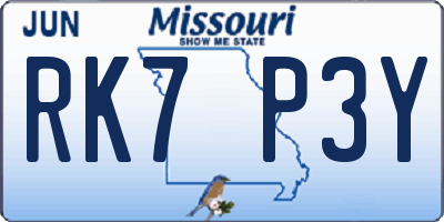 MO license plate RK7P3Y
