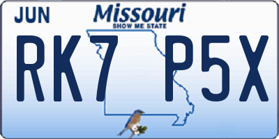 MO license plate RK7P5X
