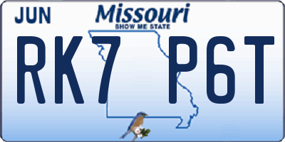 MO license plate RK7P6T