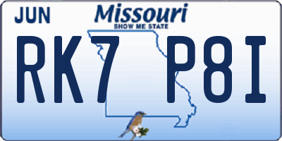 MO license plate RK7P8I