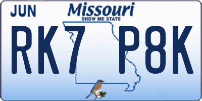 MO license plate RK7P8K