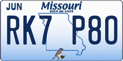 MO license plate RK7P8O