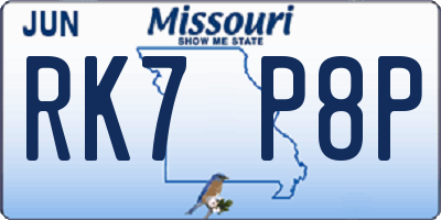 MO license plate RK7P8P