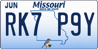 MO license plate RK7P9Y