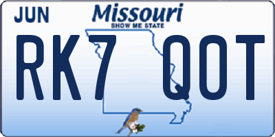 MO license plate RK7Q0T