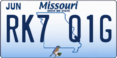MO license plate RK7Q1G