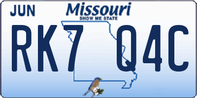 MO license plate RK7Q4C