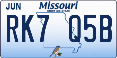 MO license plate RK7Q5B
