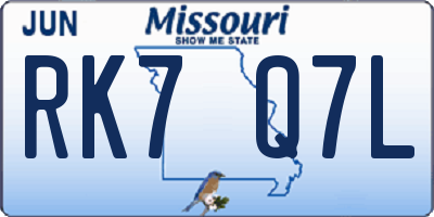 MO license plate RK7Q7L