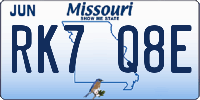 MO license plate RK7Q8E