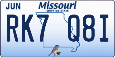 MO license plate RK7Q8I