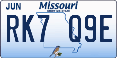 MO license plate RK7Q9E