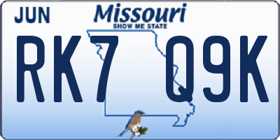MO license plate RK7Q9K