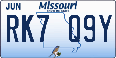 MO license plate RK7Q9Y