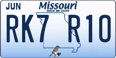 MO license plate RK7R1O