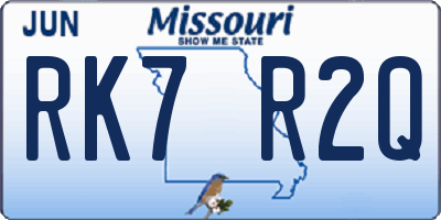 MO license plate RK7R2Q