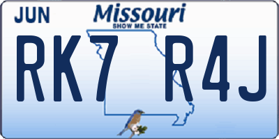 MO license plate RK7R4J