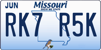 MO license plate RK7R5K
